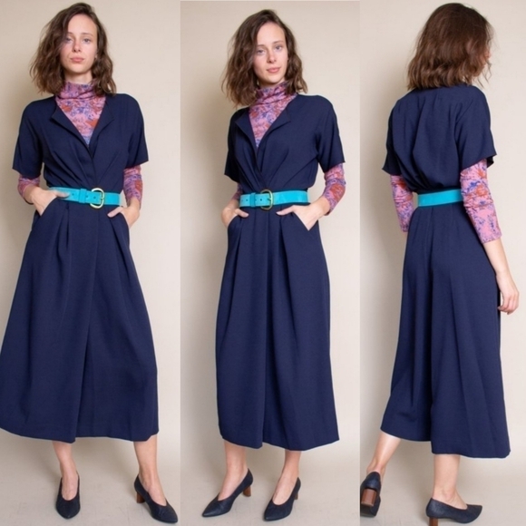 New Rachel Comey Ardent Split Neck Wide Leg Pebble Midnight Jumpsuit NWT Size 0 - Picture 10 of 17